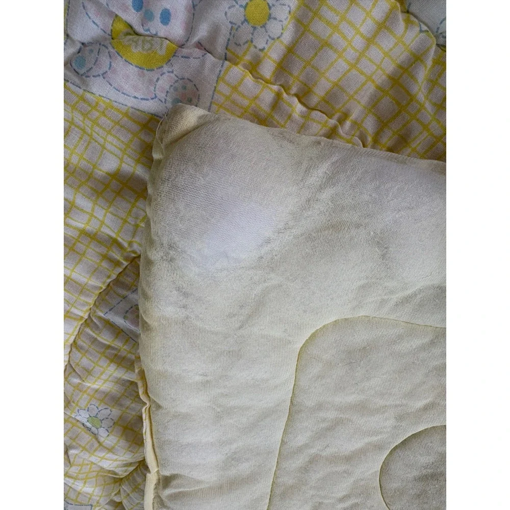 Vintage Yellow Gingham Teddy Bear Baby‎ Quilt Blanket Crib Nursery 38x48 Read
